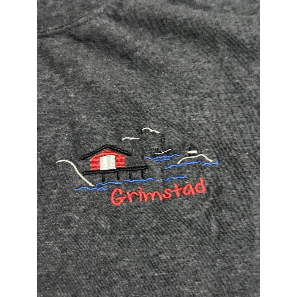 Vintage Grimstad Logo Embroidered Grey Fishing Shirt Retro Outdoors - Men’s XL - Picture 2 of 7